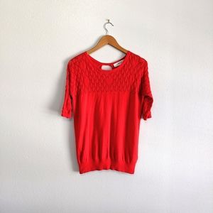 Sparrow Red Elbow Length Crew Neck Sweater